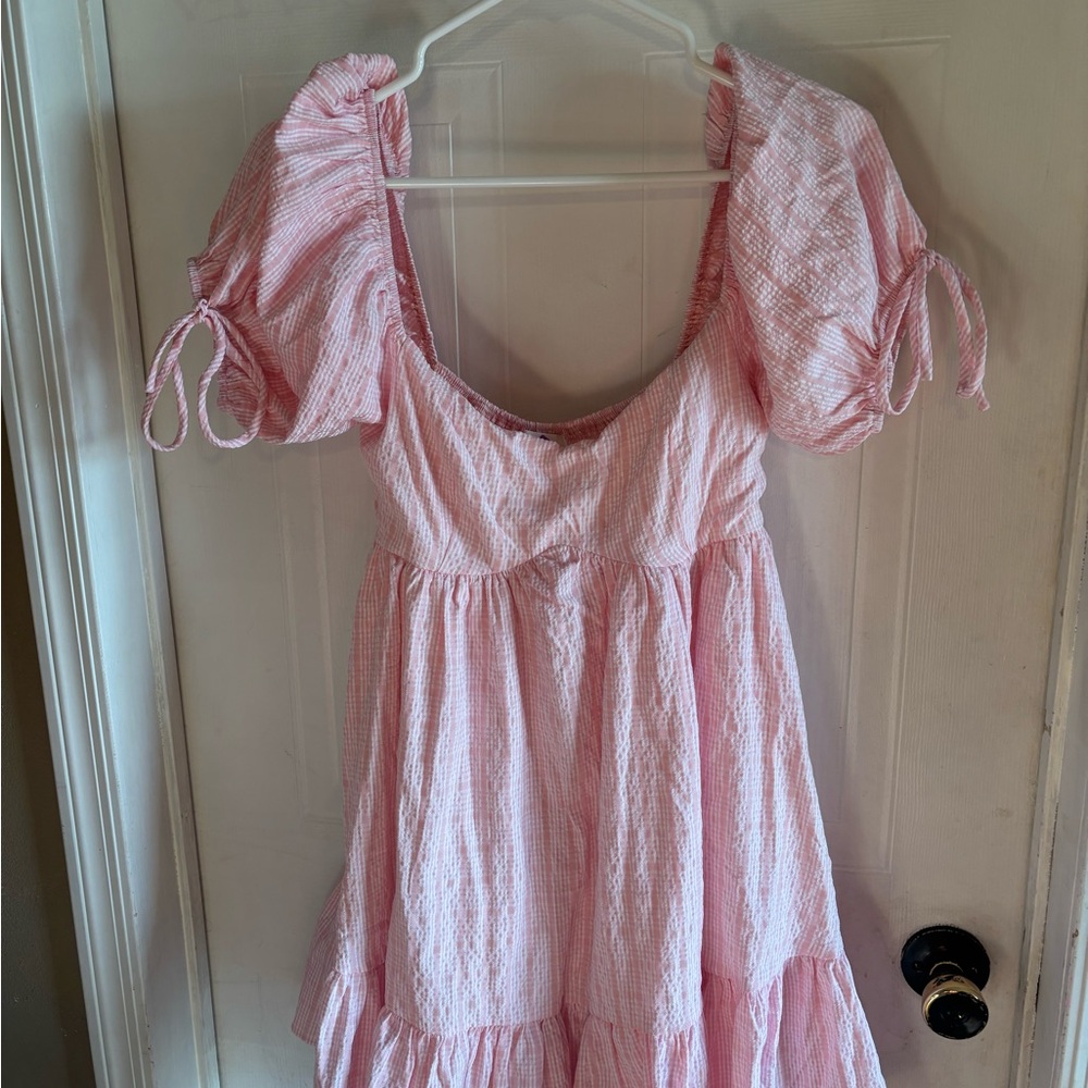 Pink Puff Sleeve Mini Sundress